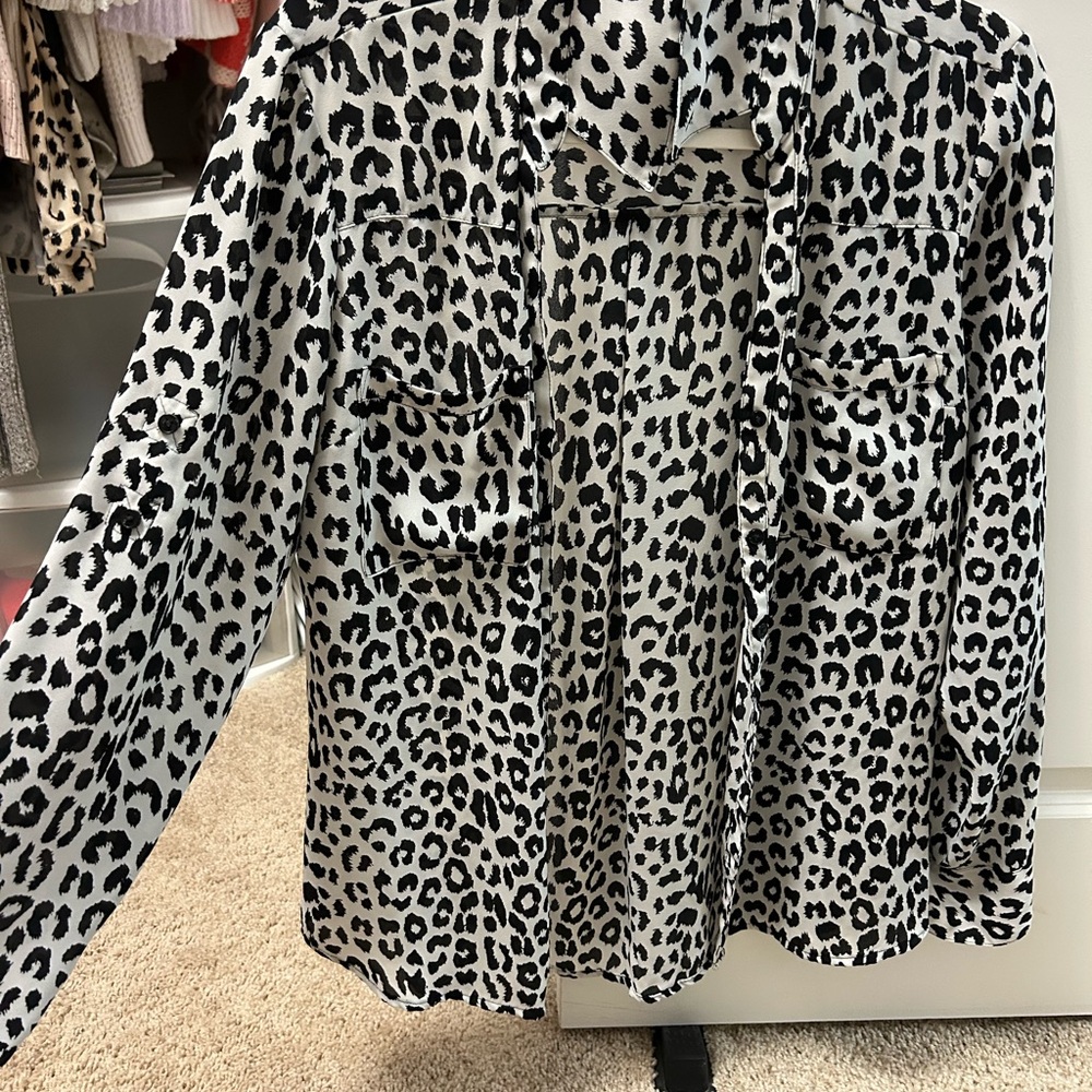 Express Black and White Animal Print PORTIFINO BLOUSE
